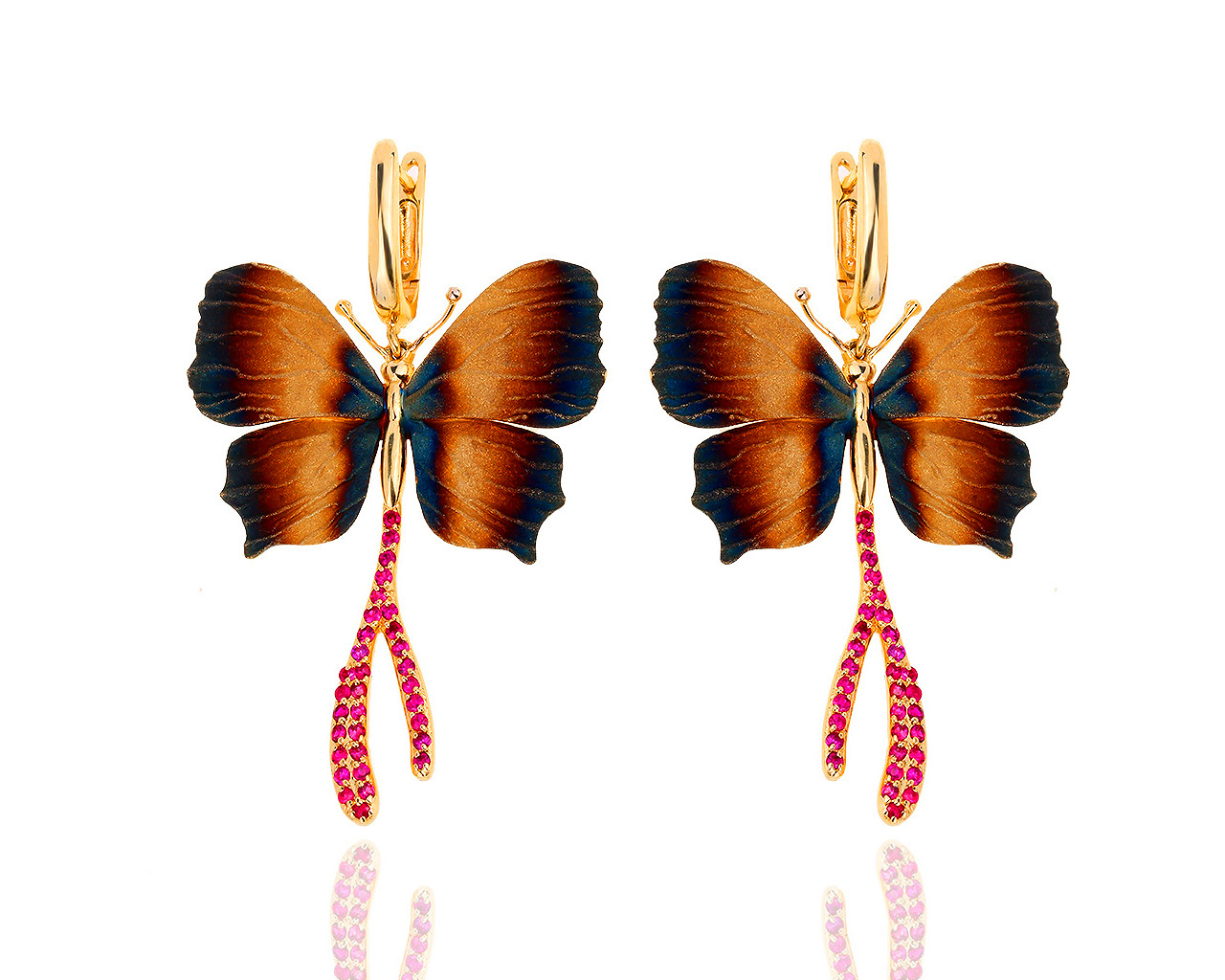 Красивые золотые серьги с рубинами 0.85ct Roberto Bravo 120219/12