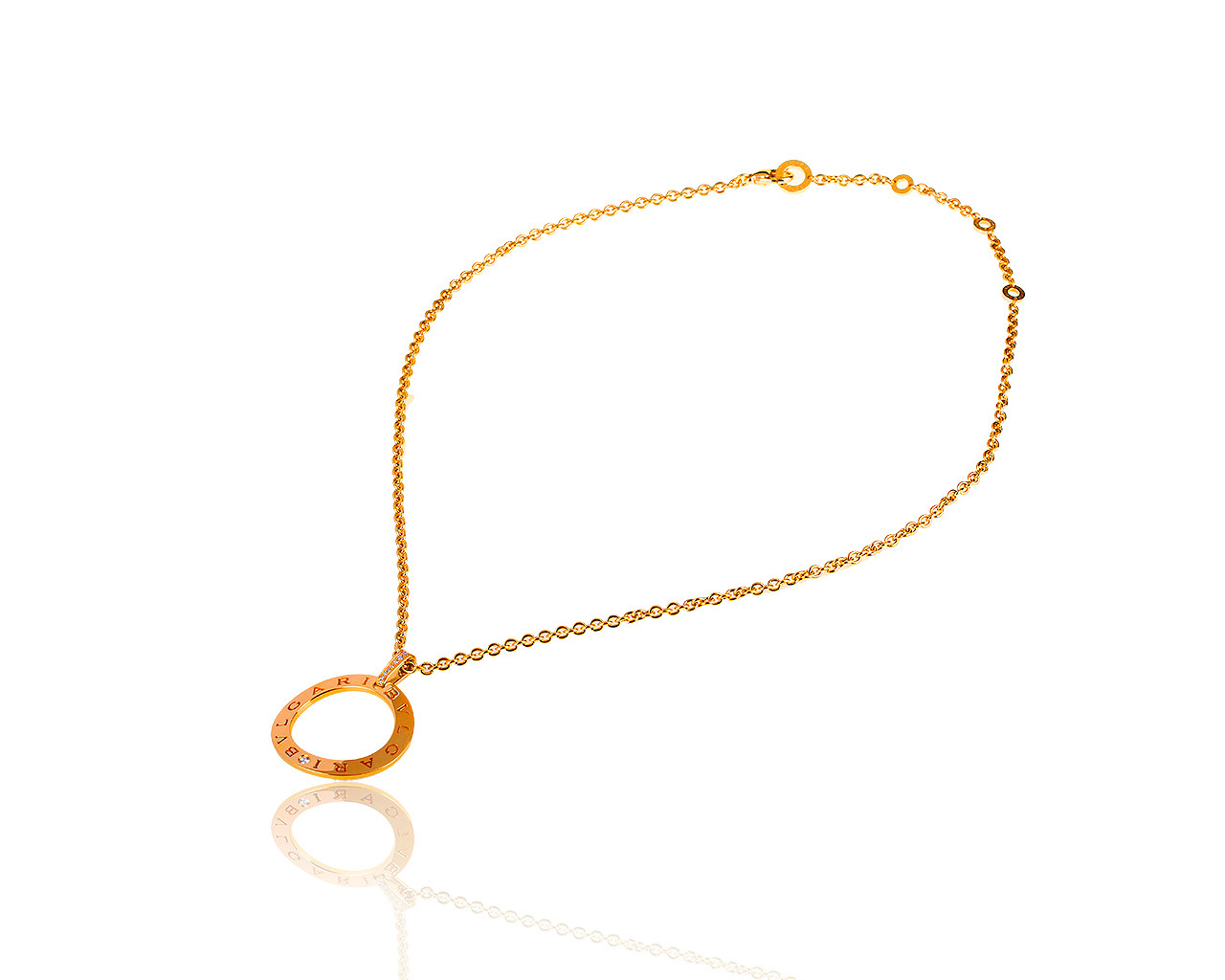  Оригинальный золотой кулон с бриллиантами 0.22ct Bvlgari