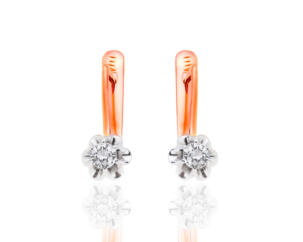 Классические золотые серьги с бриллиантами 0.28ct 301118/7