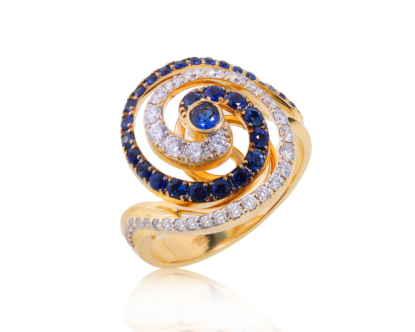 Золотое кольцо с сапфирами 0.54ct и бриллиантами 0.50ct 070723/2