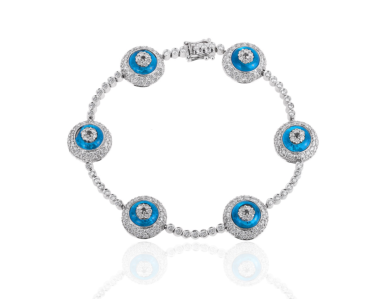 Яркий золотой браслет с эмалями и бриллиантами 3.66ct