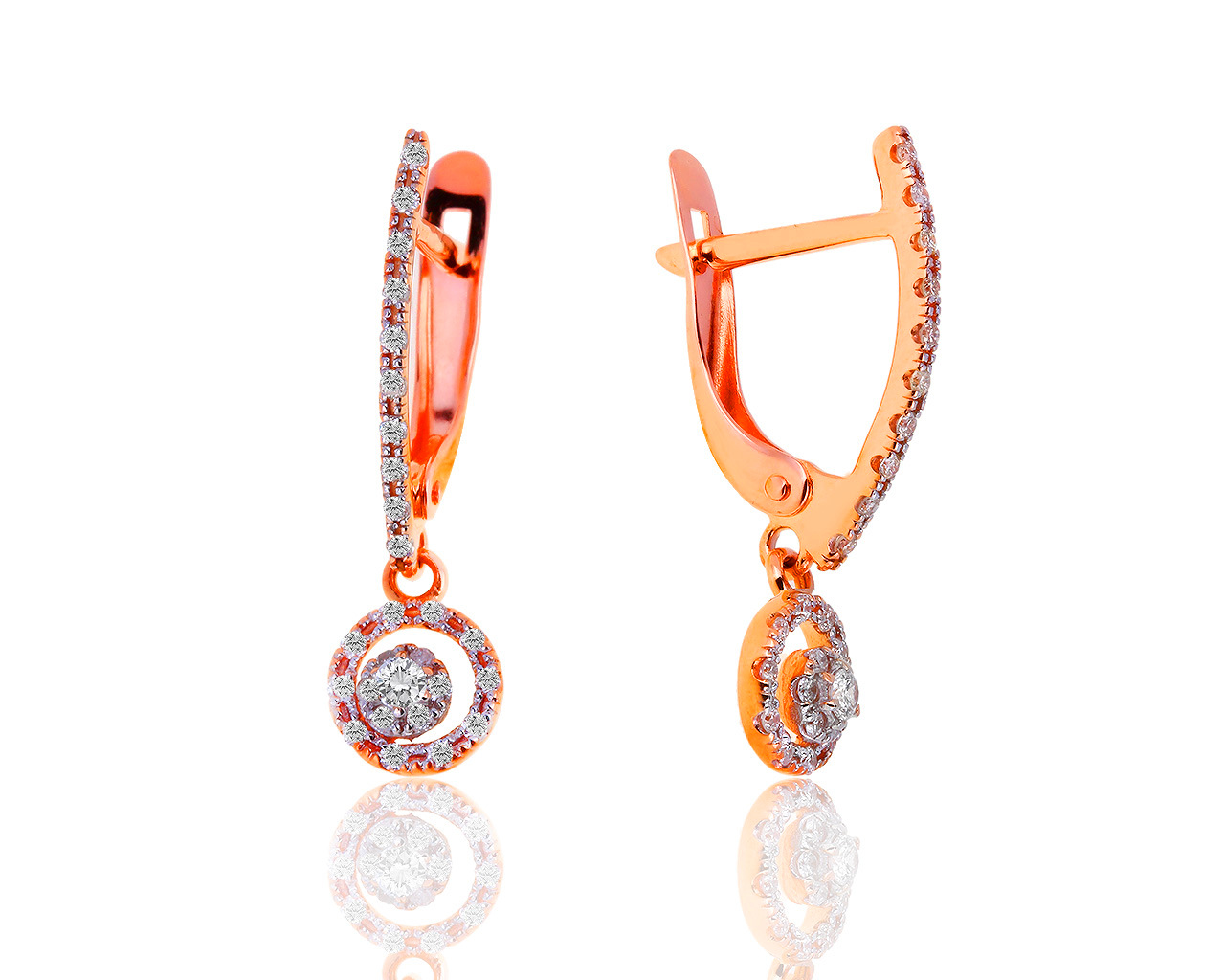 Изящные золотые серьги с бриллиантами 0.32ct 150118/3