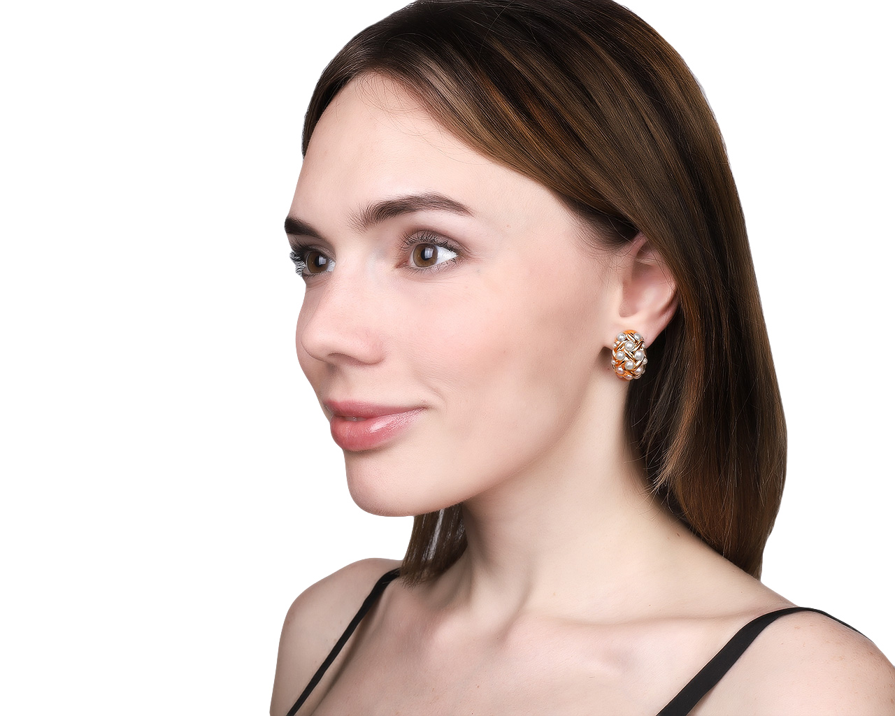 Женственные золотые серьги с жемчугом 2.50-4.50 мм