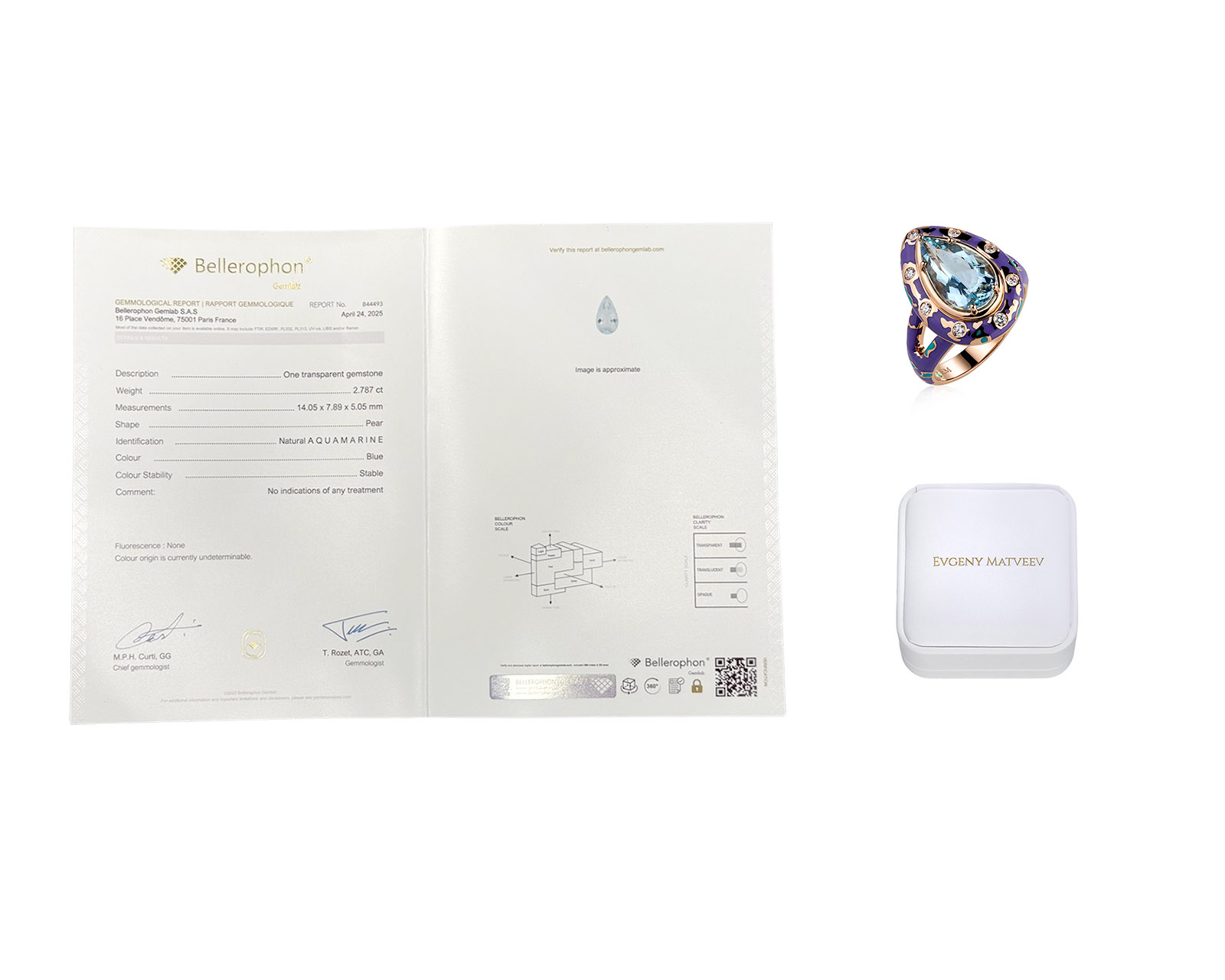 Золотое кольцо с аквамарином 2.79ct и бриллиантами 0.16ct Evgeny Matveev