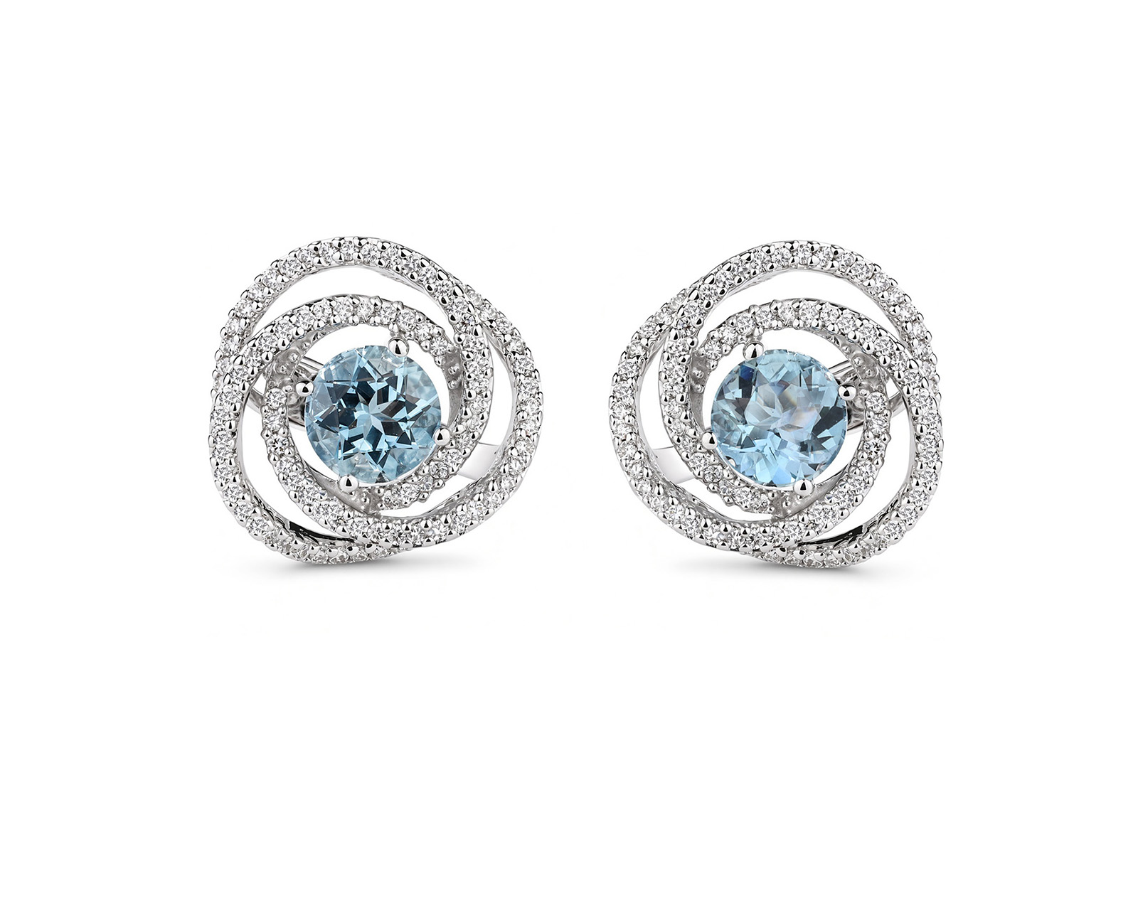Золотые серьги с аквамаринами 2.50ct и бриллиантами 0.90ct 251026/4