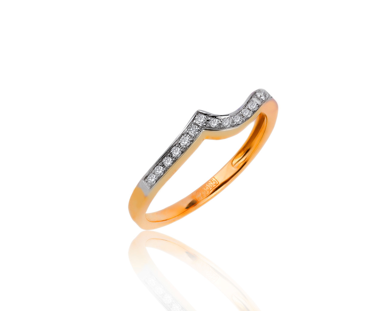 Красивое золотое кольцо с бриллиантами 0.11ct