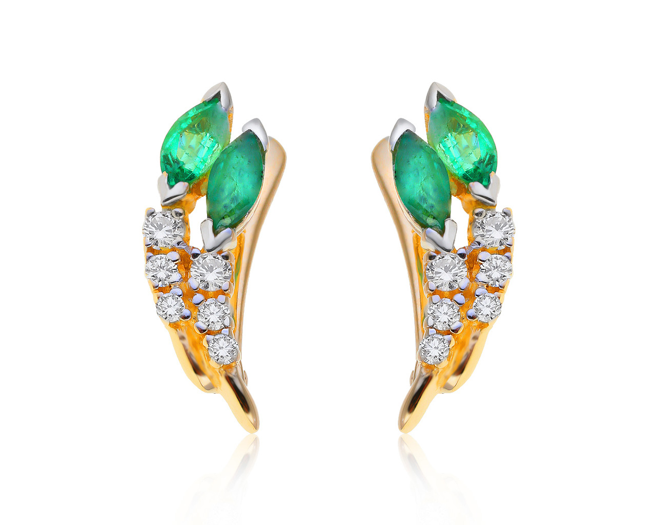 Прелестные золотые серьги с изумрудами 0.77ct