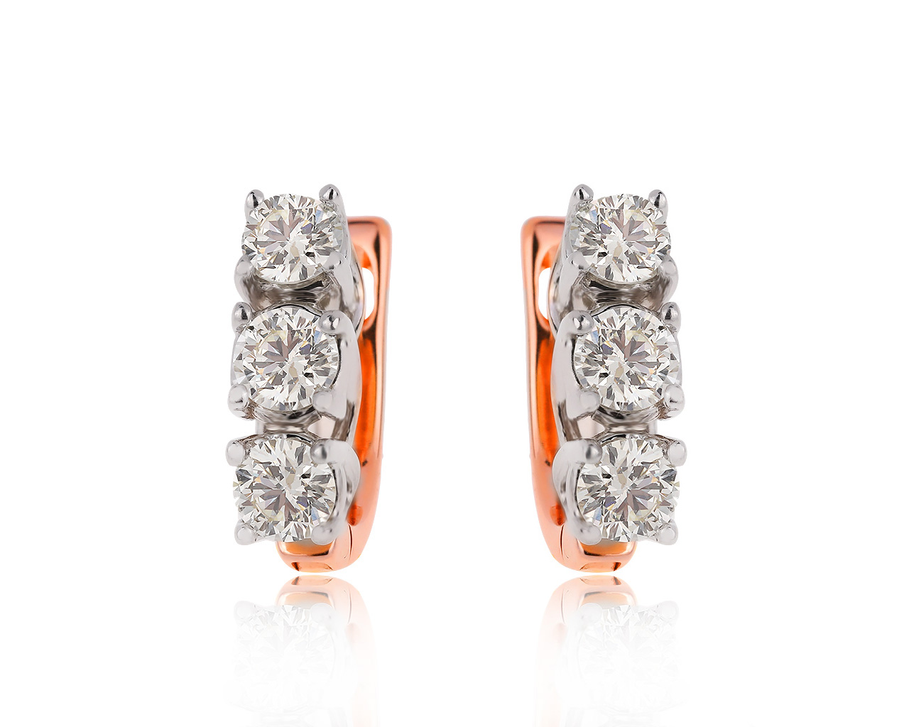 Изящные золотые серьги с бриллиантами 1.20ct 040820/8