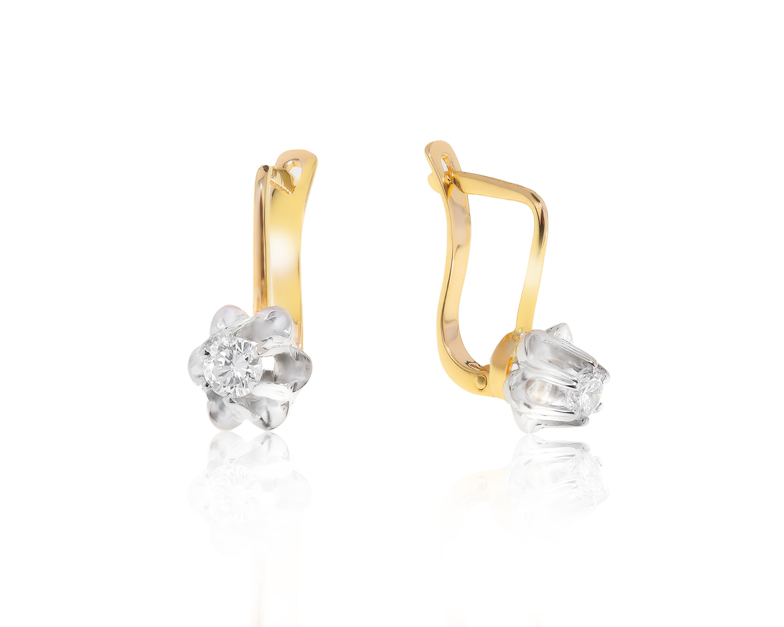 Изящные золотые серьги с бриллиантами 0.32ct 090223/5