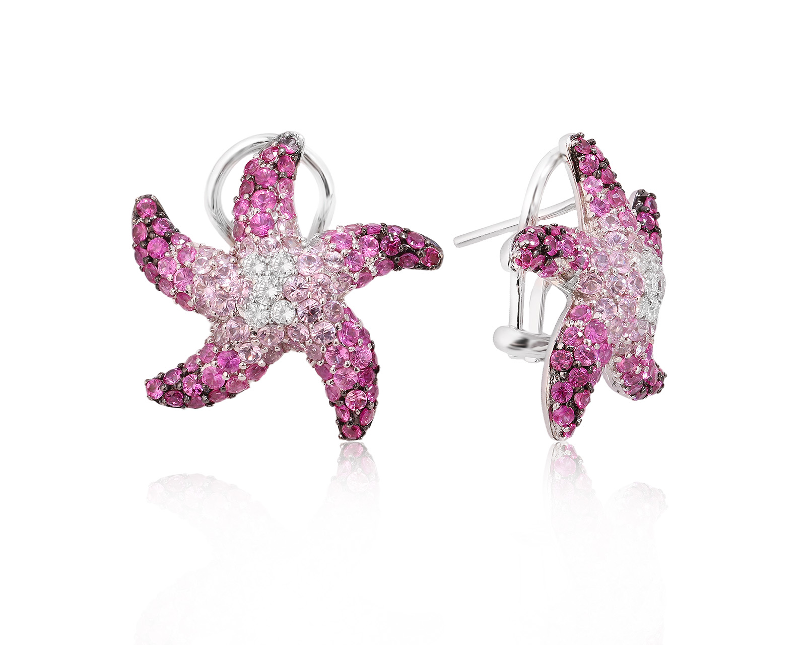 Золотые серьги с сапфирами 3.23ct и бриллиантами 0.21ct