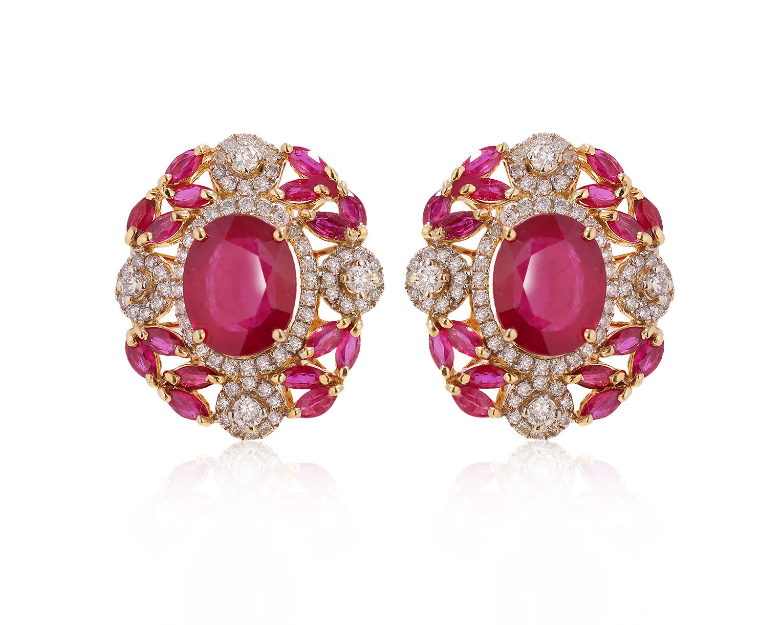 Золотые серьги с рубинами 7.00ct и бриллиантами 0.74ct 290725/9