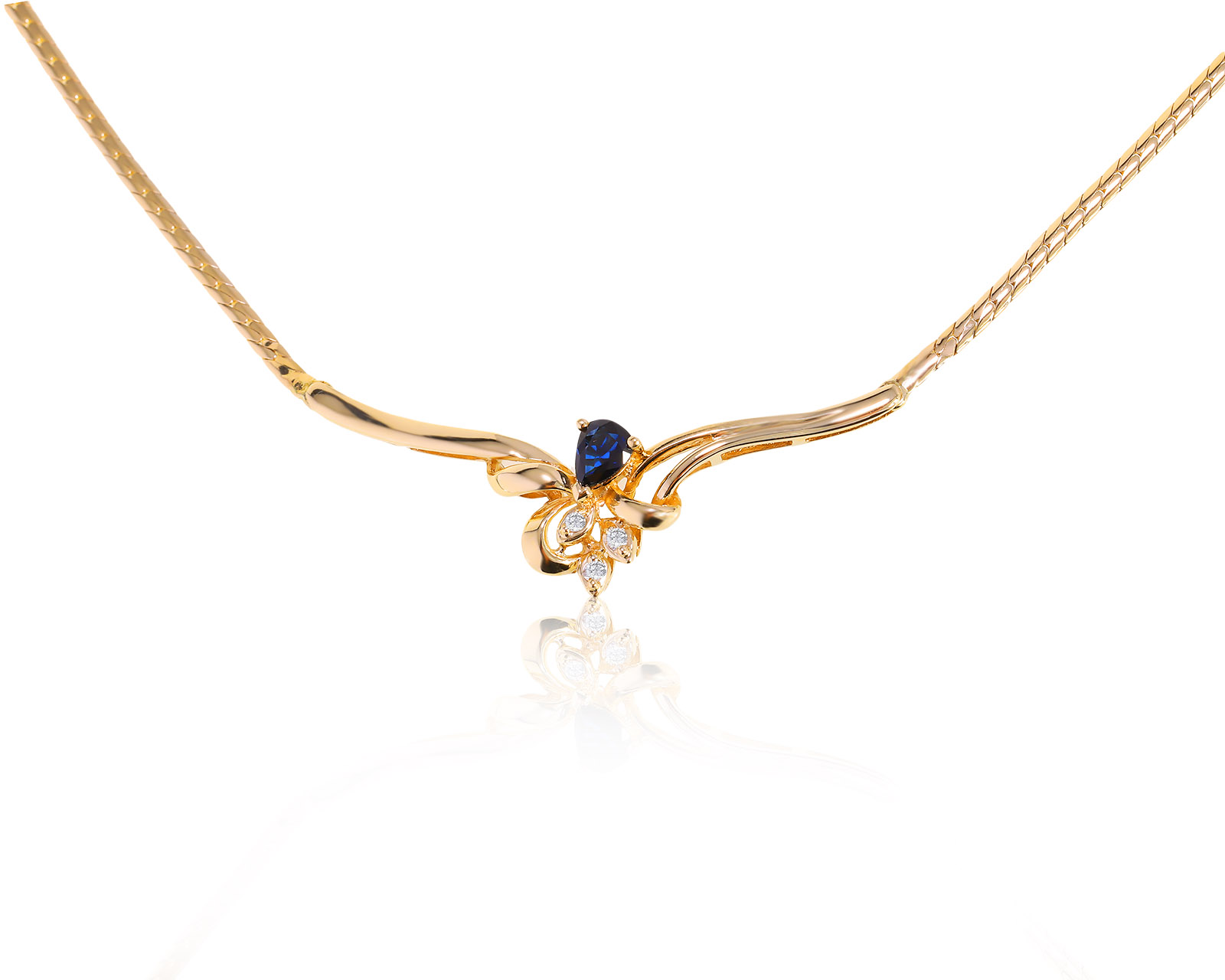 Богатое золотое колье с сапфиром 0.29ct 260922/13