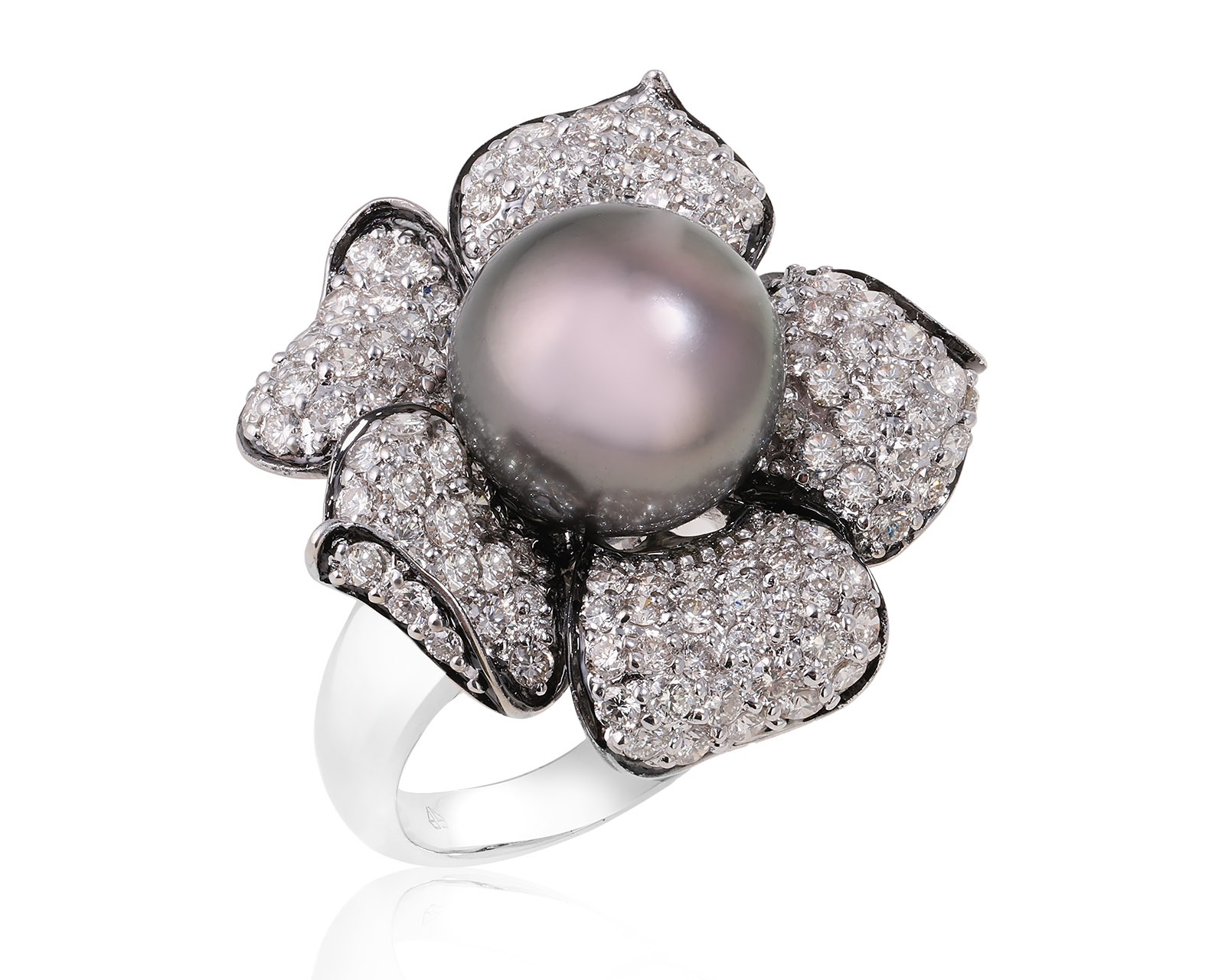 Золотое кольцо с жемчугом и бриллиантами 2.17ct 281124/4