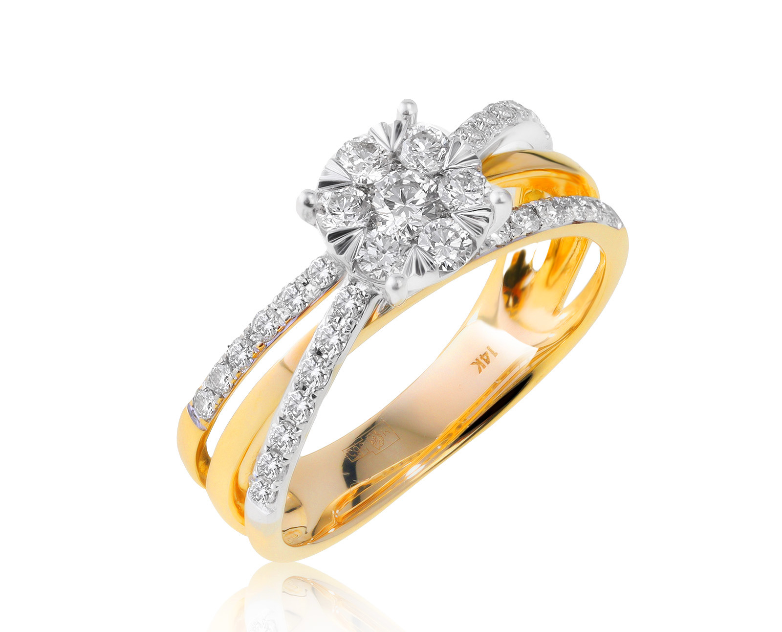 Прекрасное золотое кольцо с бриллиантами 0.62ct