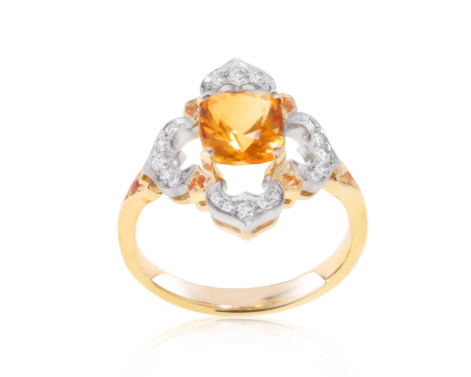 Прекрасное золотое кольцо с цитринами 1.87ct