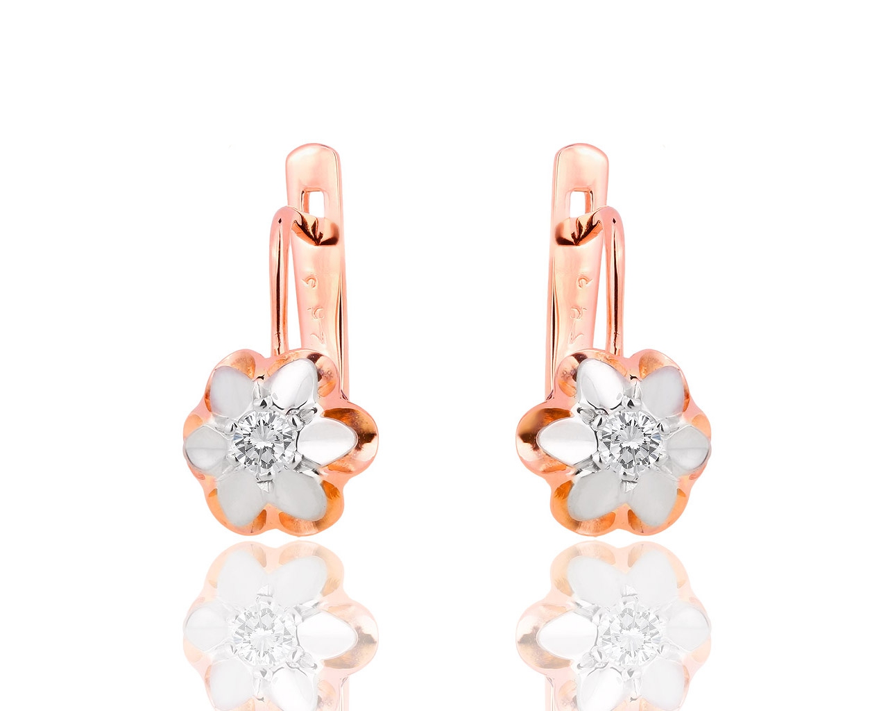 Классические золотые серьги с бриллиантами 0.22ct 250818/14