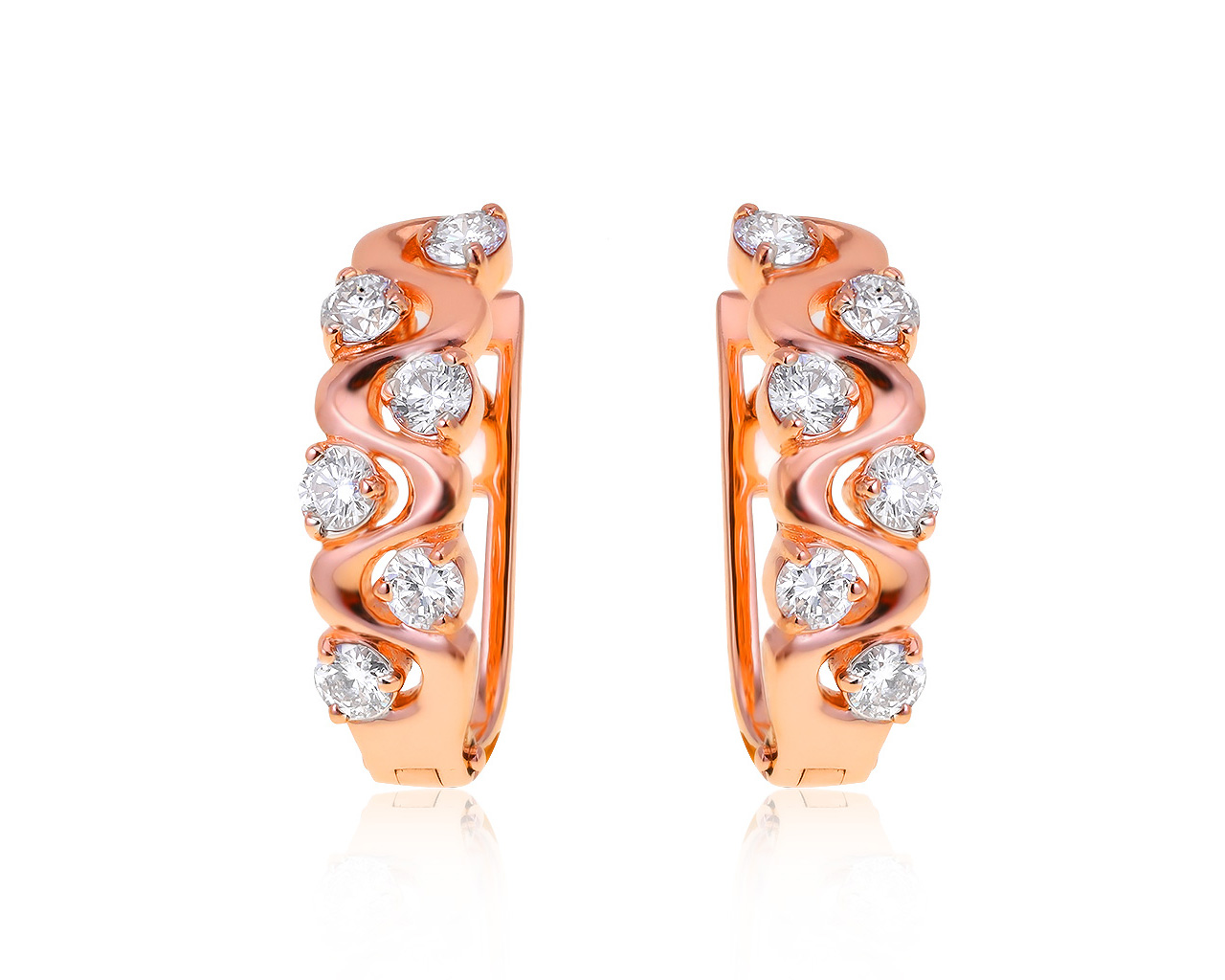 Богатые золотые серьги с бриллиантами 0.84ct 281220/5