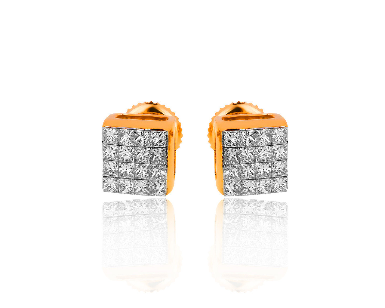 Лаконичные золотые серьги с бриллиантами 1.15ct