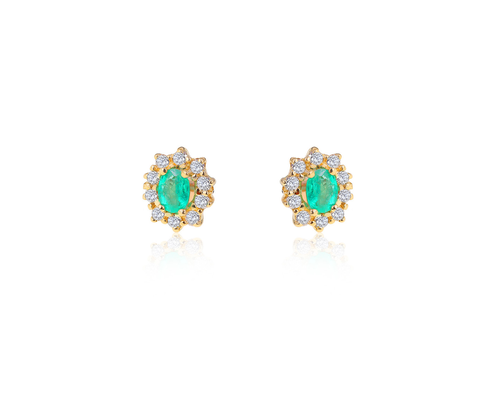Нарядные золотые серьги с изумрудами 0.61ct