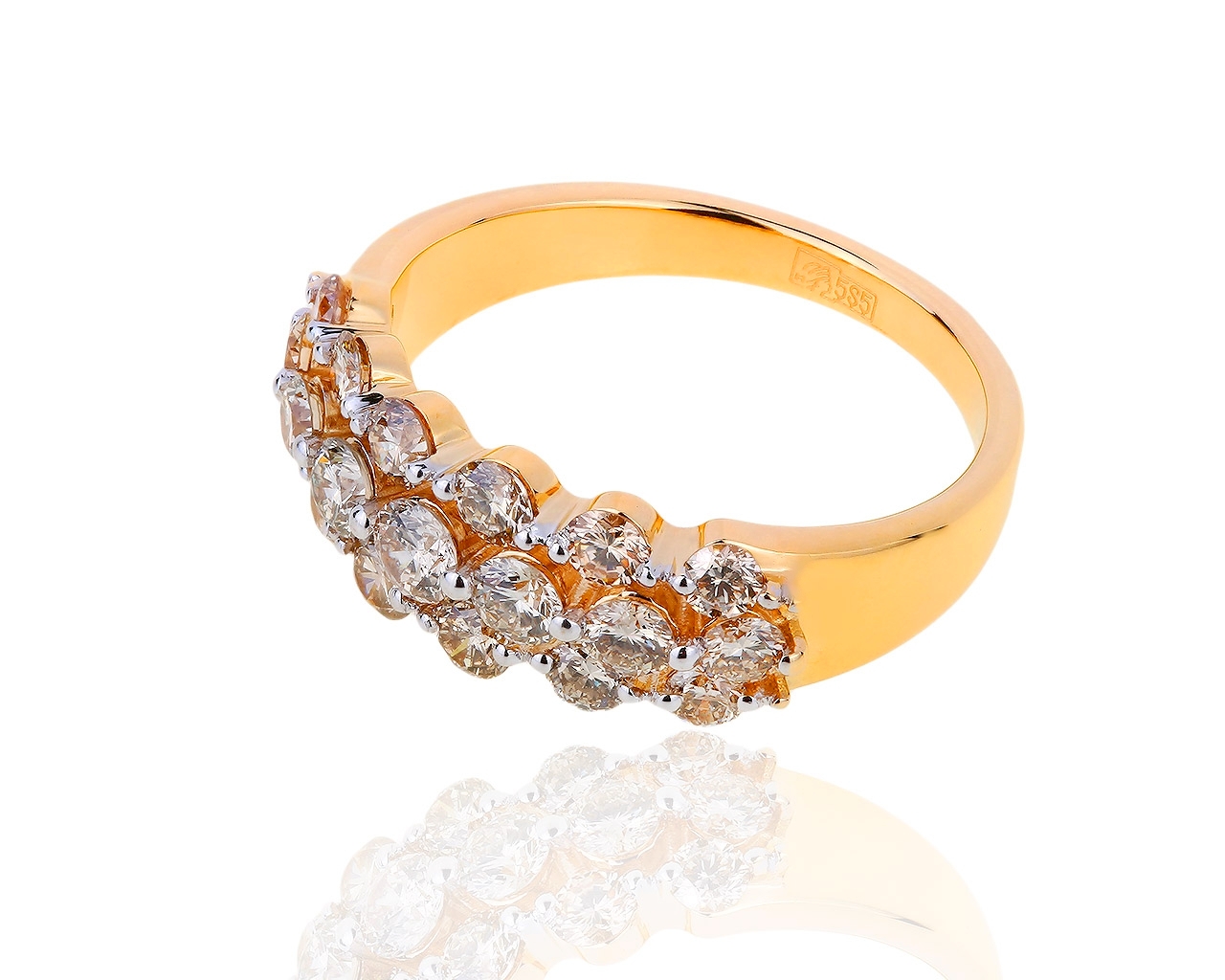 Необычное золотое кольцо с бриллиантами 0.93ct