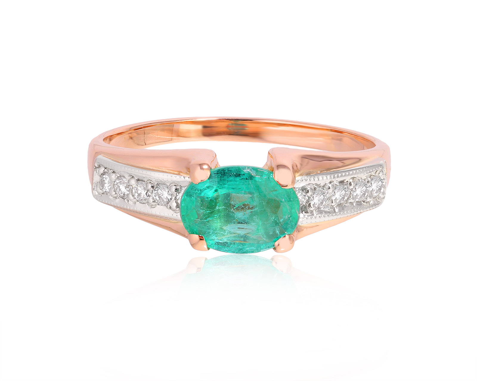 Золотое кольцо с изумрудом 0.71ct и бриллиантами 0.14ct 231124/4