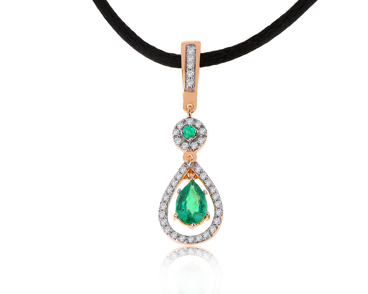 Потрясающий золотой кулон с изумрудами 0.63ct 221020/2