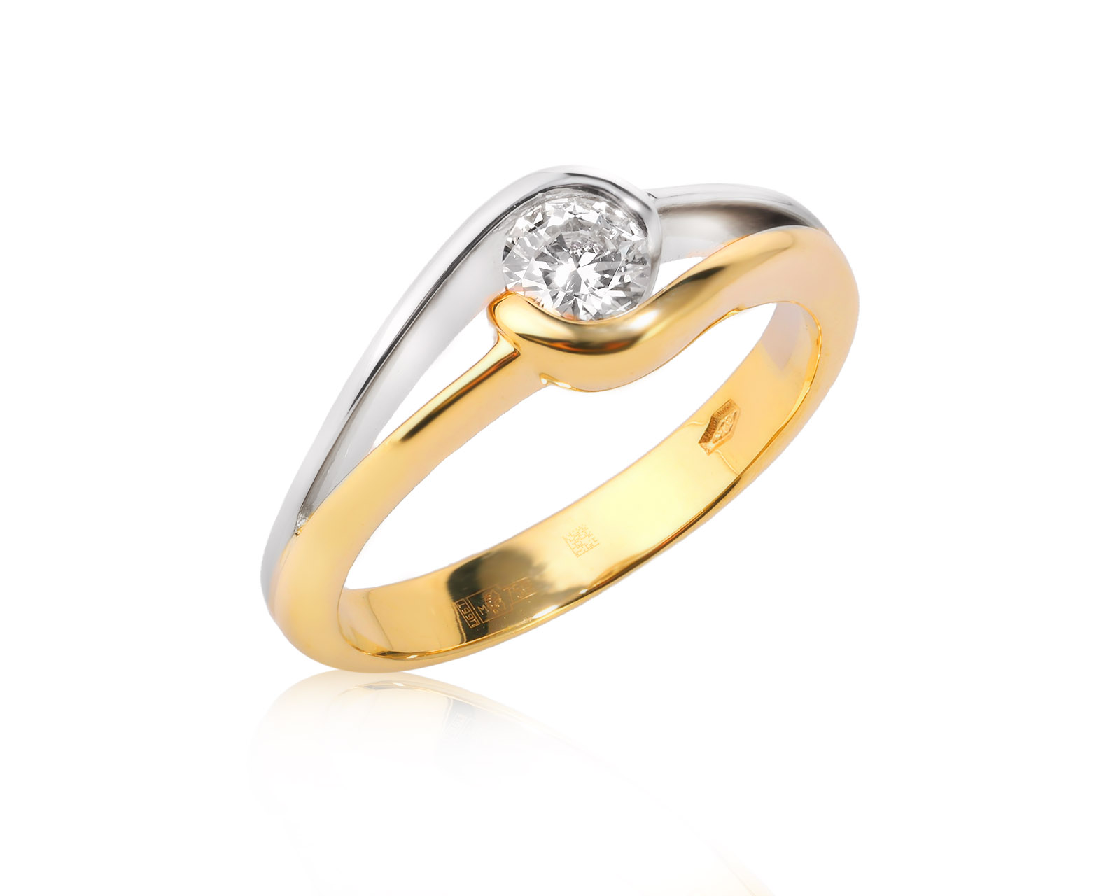 Золотое кольцо с бриллиантом 0.34ct 130226/3