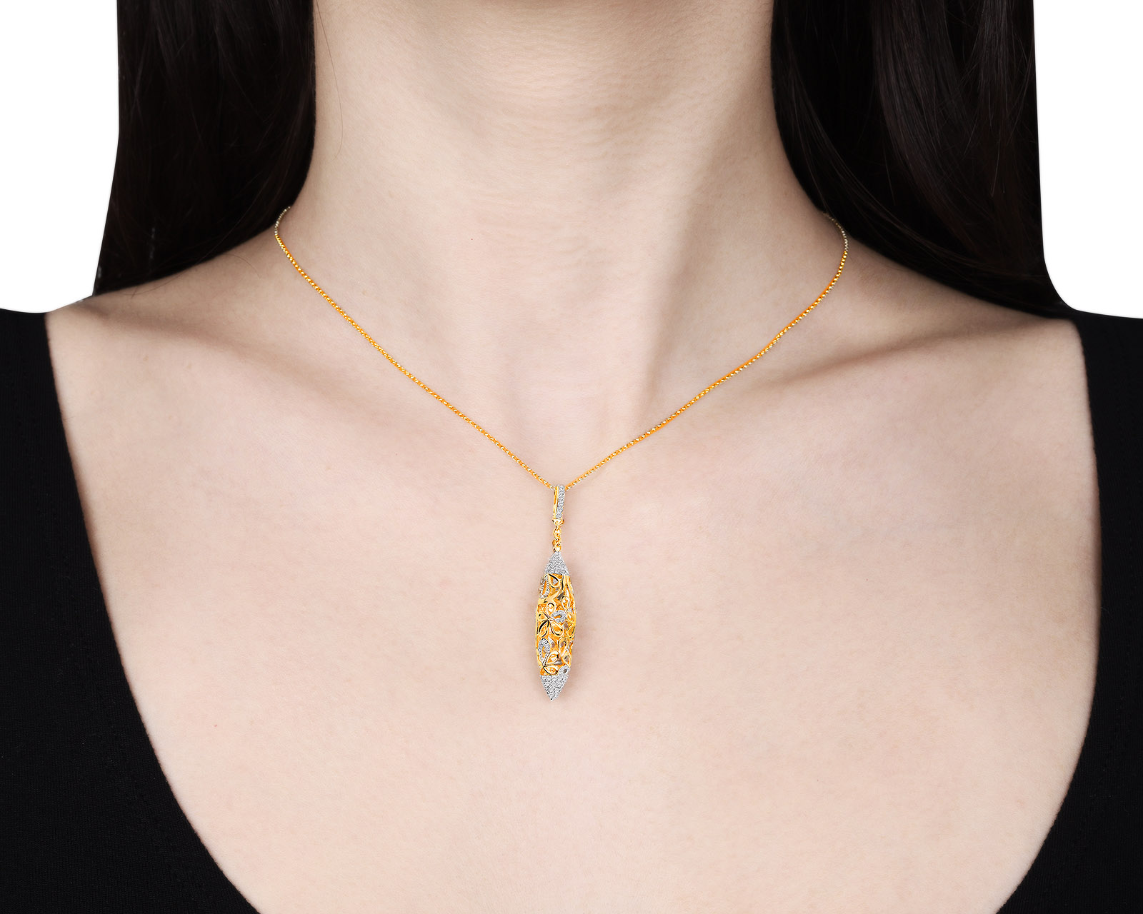 Прелестный золотой кулон с бриллиантами 0.28ct