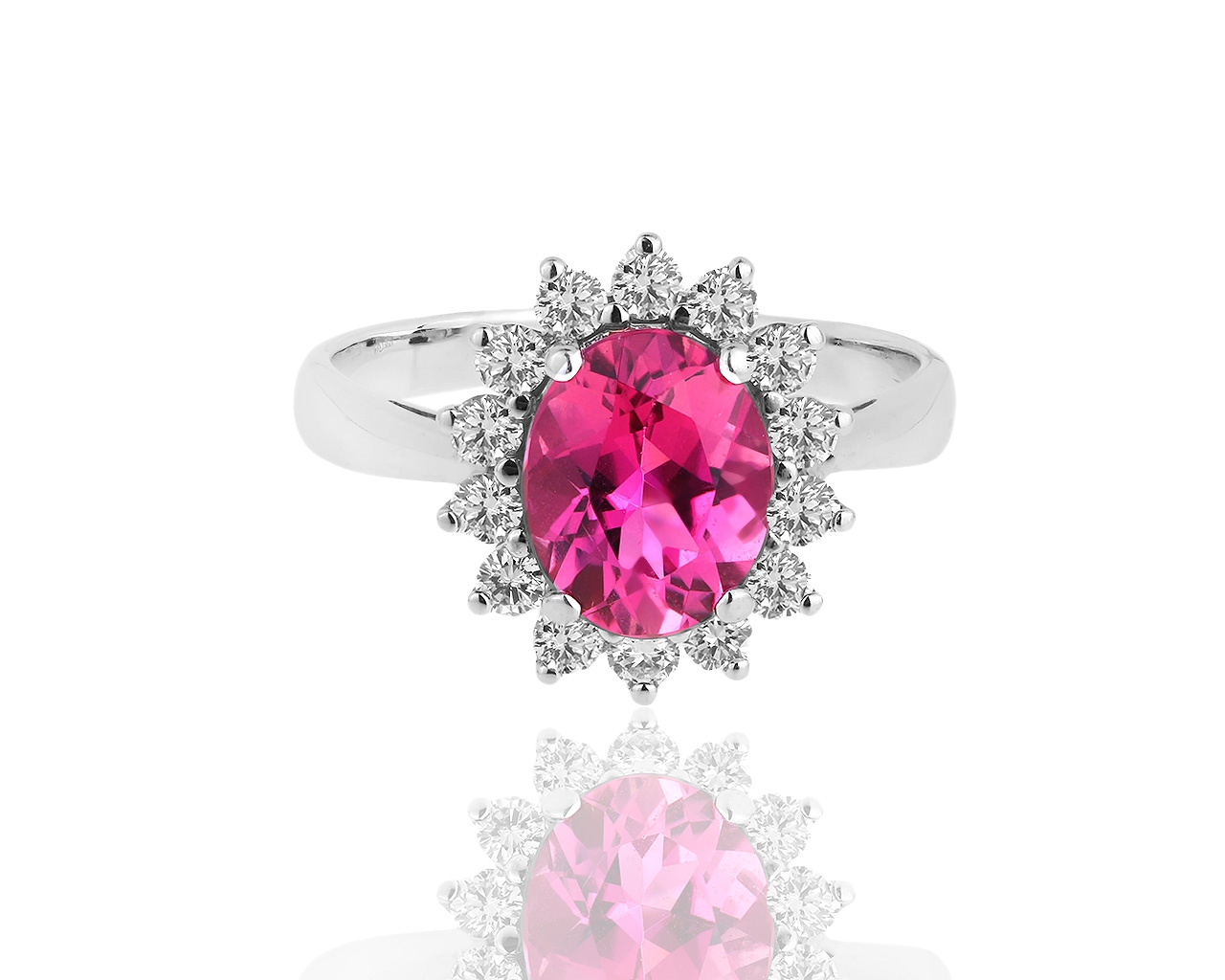 Золотое кольцо с бриллиантами 0.52ct и турмалином 2.12ct 010619/1