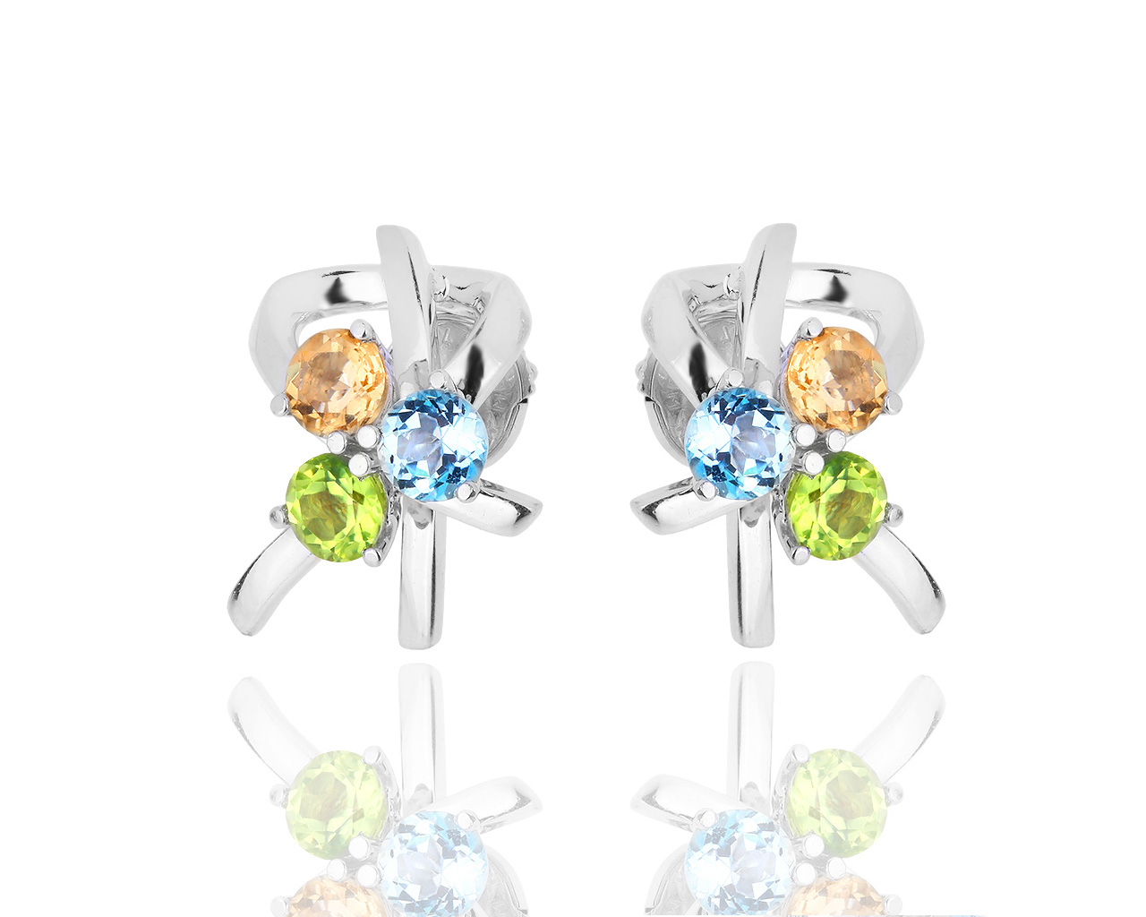 Золотые серьги с цветными камнями и сапфирами 0.56ct Feraud 170219/1