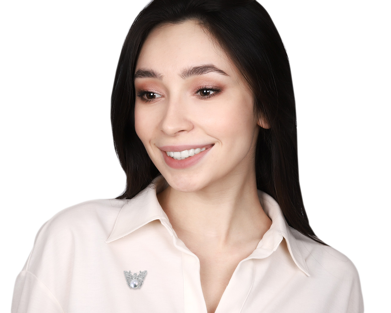 Женственная золотая брошь-кулон с жемчугом 11 мм