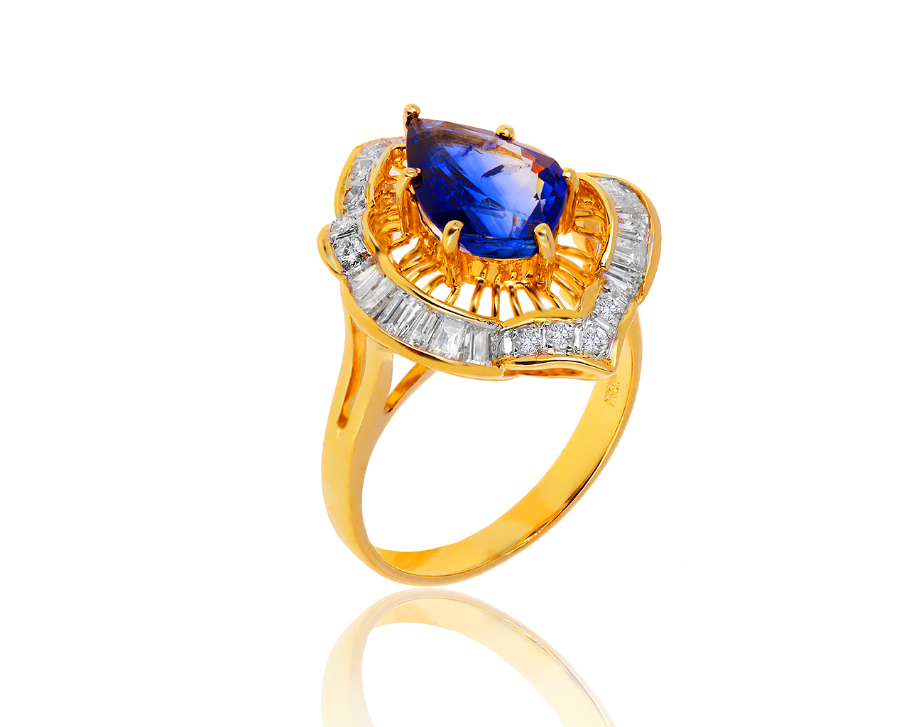 Потрясающее золотое кольцо с сапфиром 3.45ct 250919/24