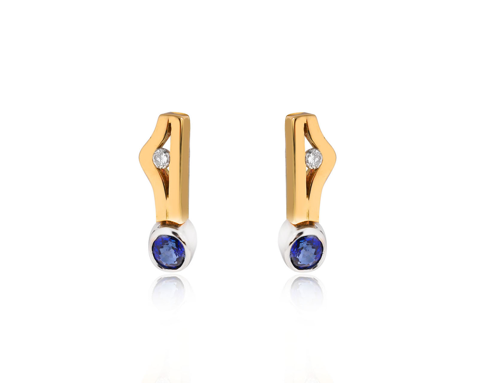 Золотые серьги с сапфирами 0.66ct и бриллиантами 0.10ct 020924/2 Золотые серьги с сапфирами 0.66ct и бриллиантами 0.10ct 020924/2
