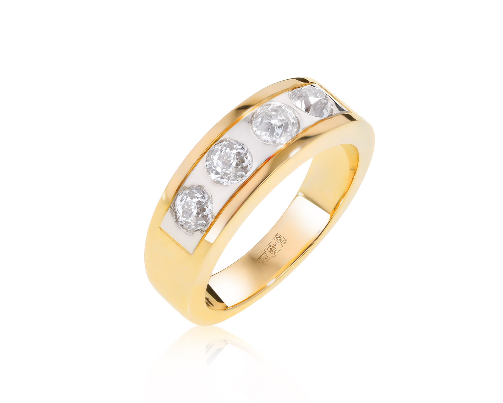 Стильное золотое кольцо с бриллиантами 0.81ct 060522/3