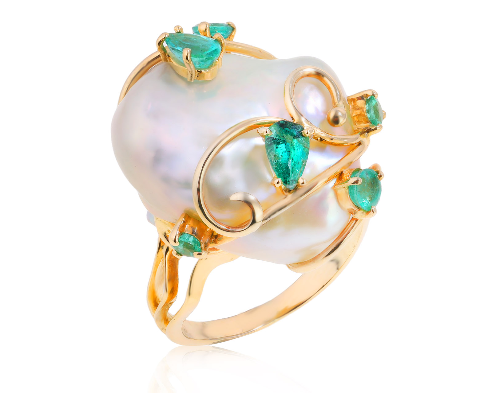 Золотое кольцо с жемчугом барокко 36.85ct 041025/2