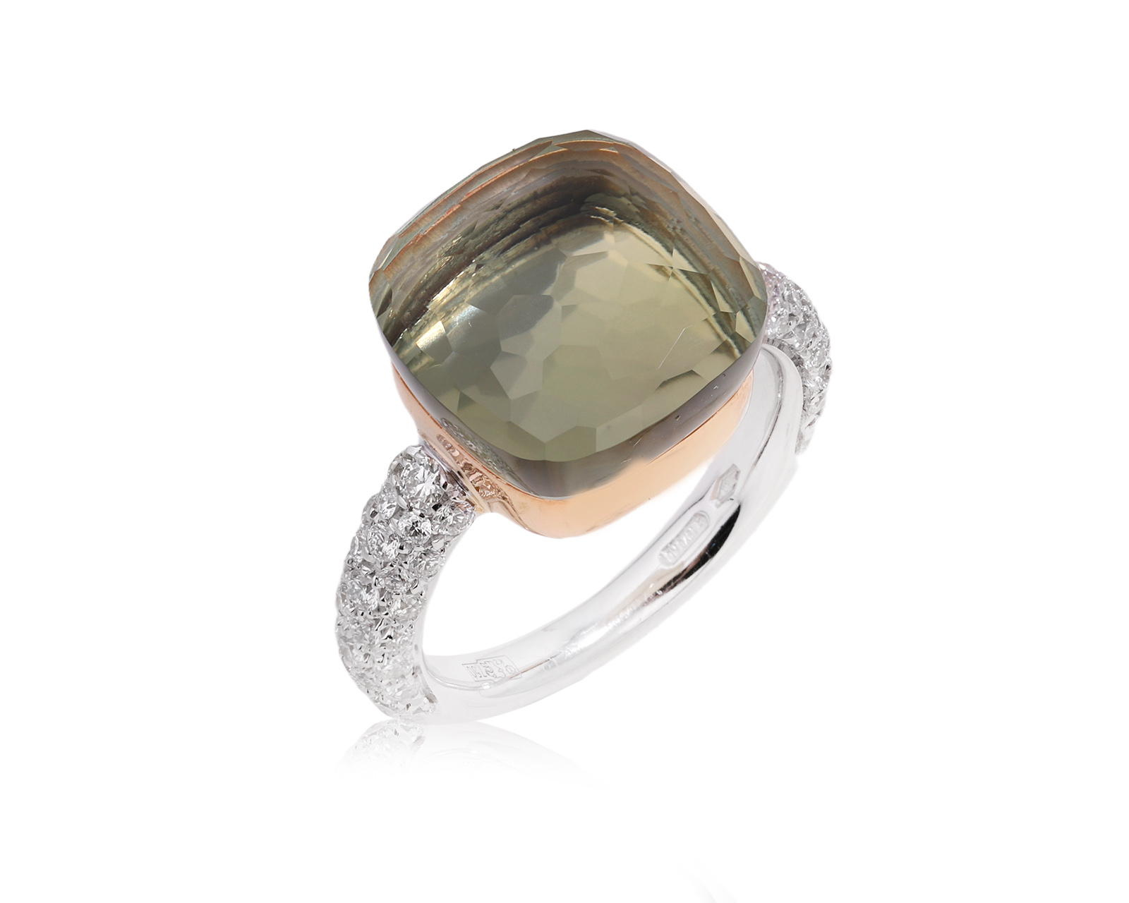 Оригинальное золотое кольцо с празиолитом 7.00ct Pomellato Nudo Classic