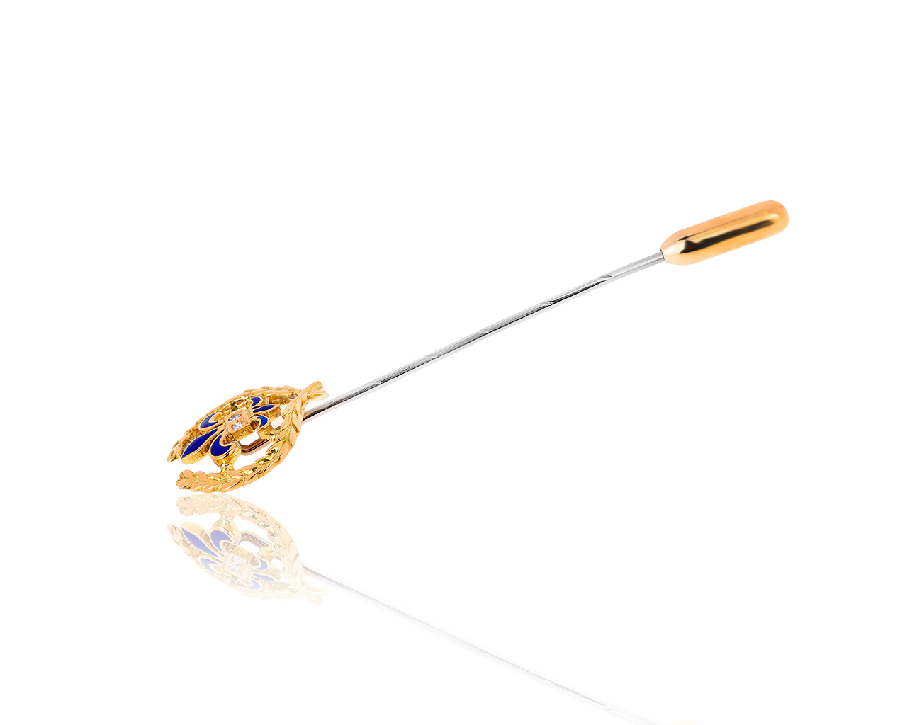 Оригинальная золотая заколка с бриллиантами 0.02ct Faberge
