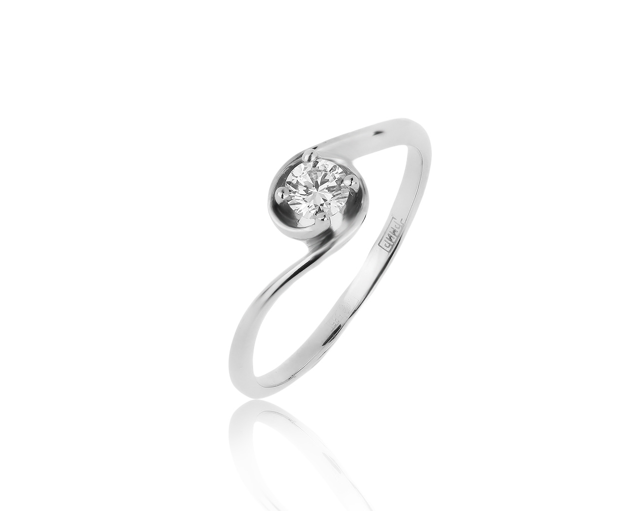 Оригинальное золотое кольцо с бриллиантом 0.16ct Кристалл мечты