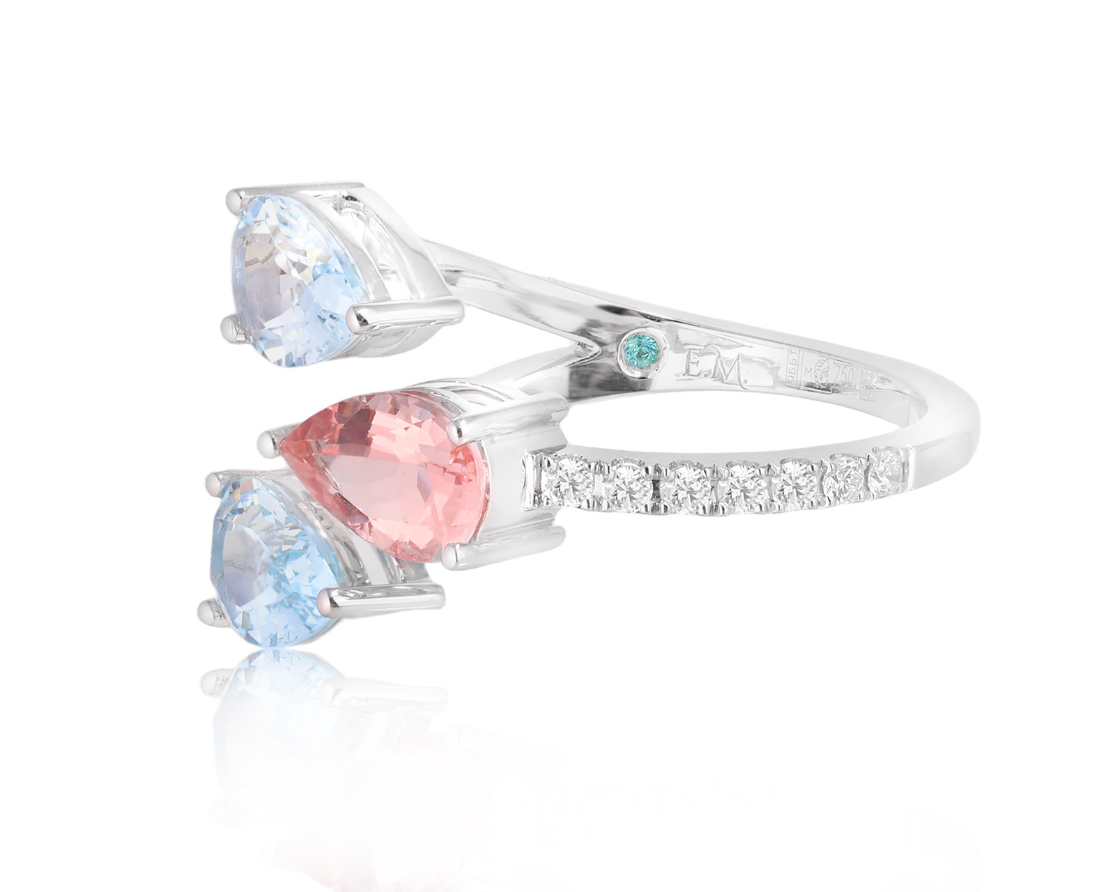 Золотое кольцо с морганитом 0.69ct и аквамаринами 1.49ct Evgeny Matveev