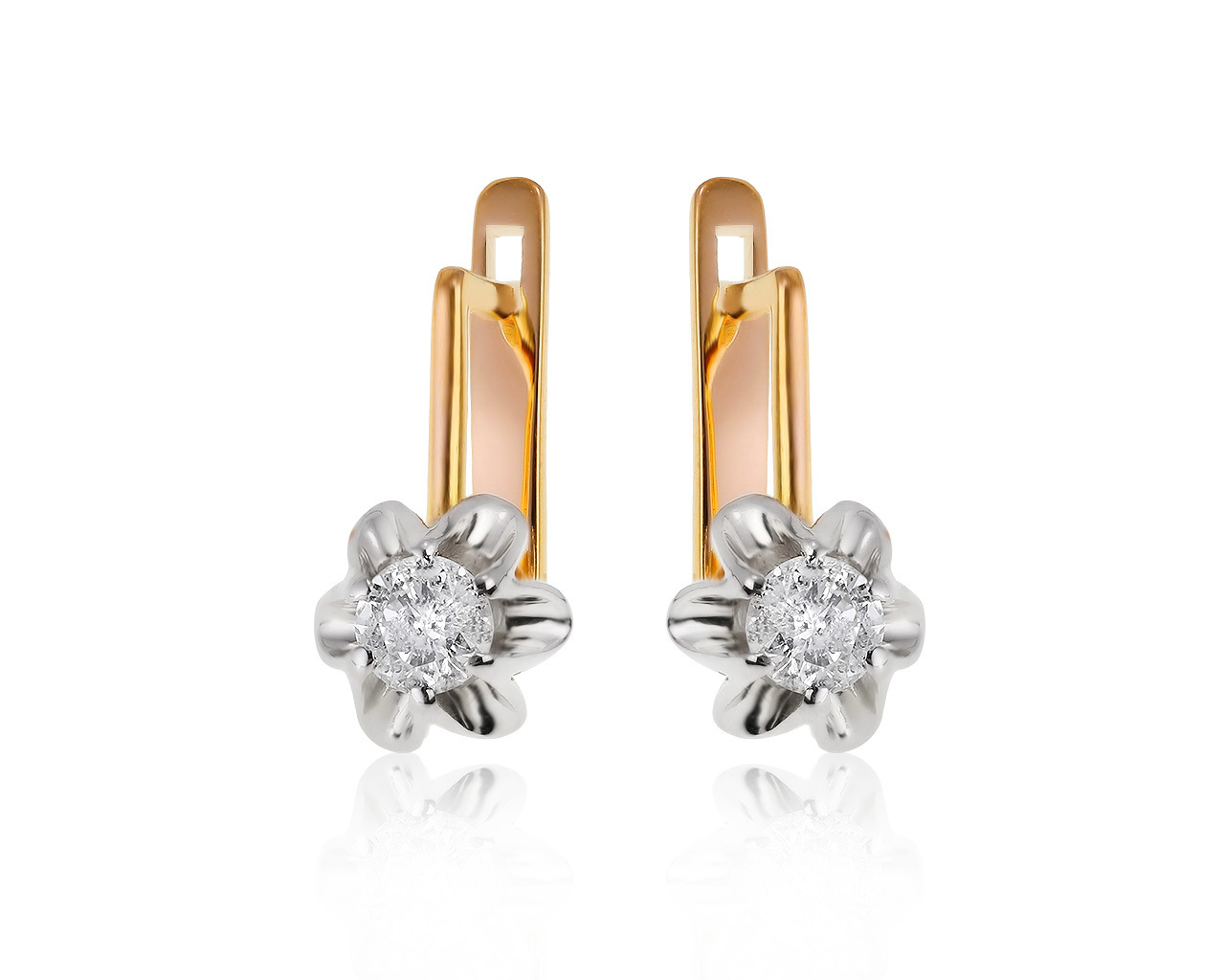 Стильные золотые серьги с бриллиантами 0.54ct СССР 070221/4