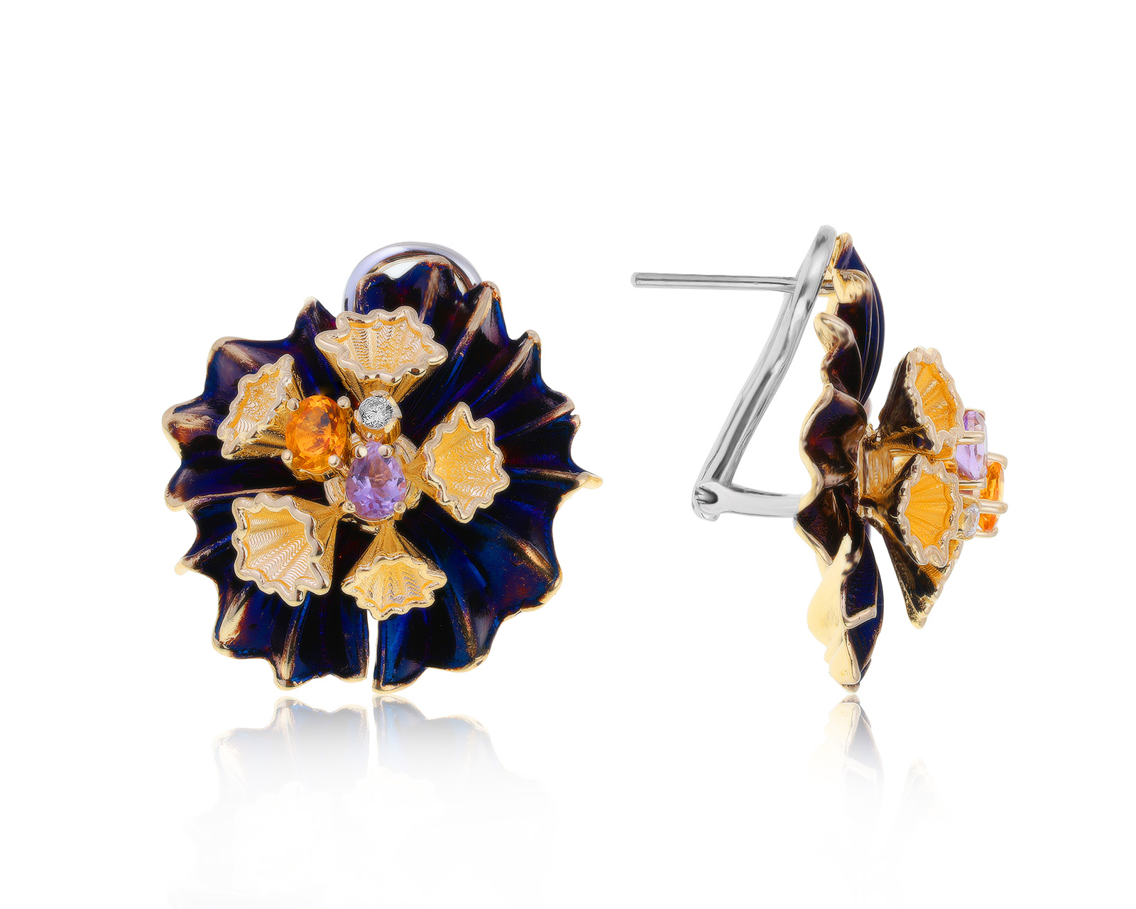 Оригинальные золотые серьги с цитринами 0.24ct Roberto Bravo 080621/6