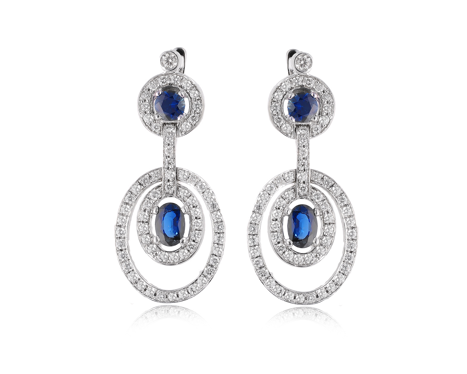 Золотые серьги с сапфирами 2.76ct и бриллиантами 2.18ct 111125/15