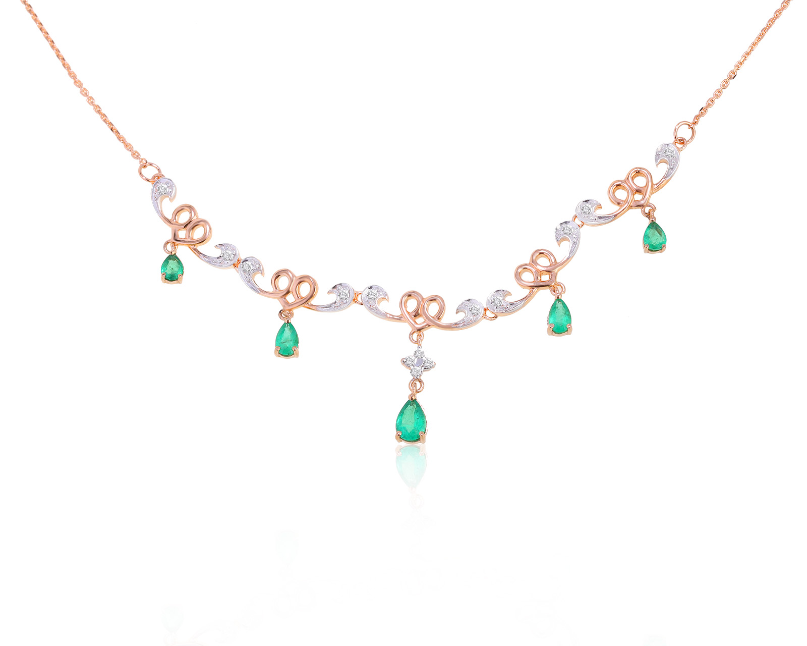 Притягательное золотое колье с изумрудами 0.76ct 211221/6