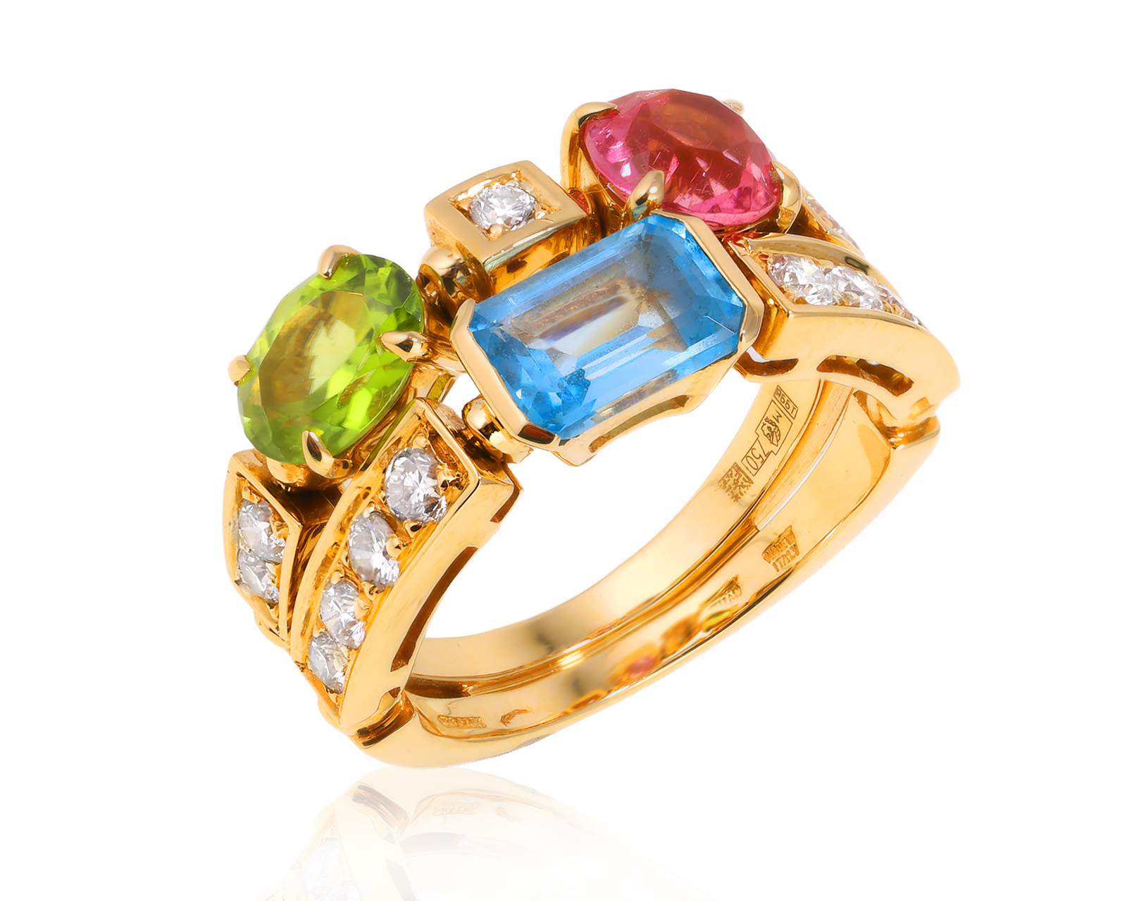 Оригинальное золотое кольцо с цветными камнями 2.95ct Bvlgari Allegra 190625/3