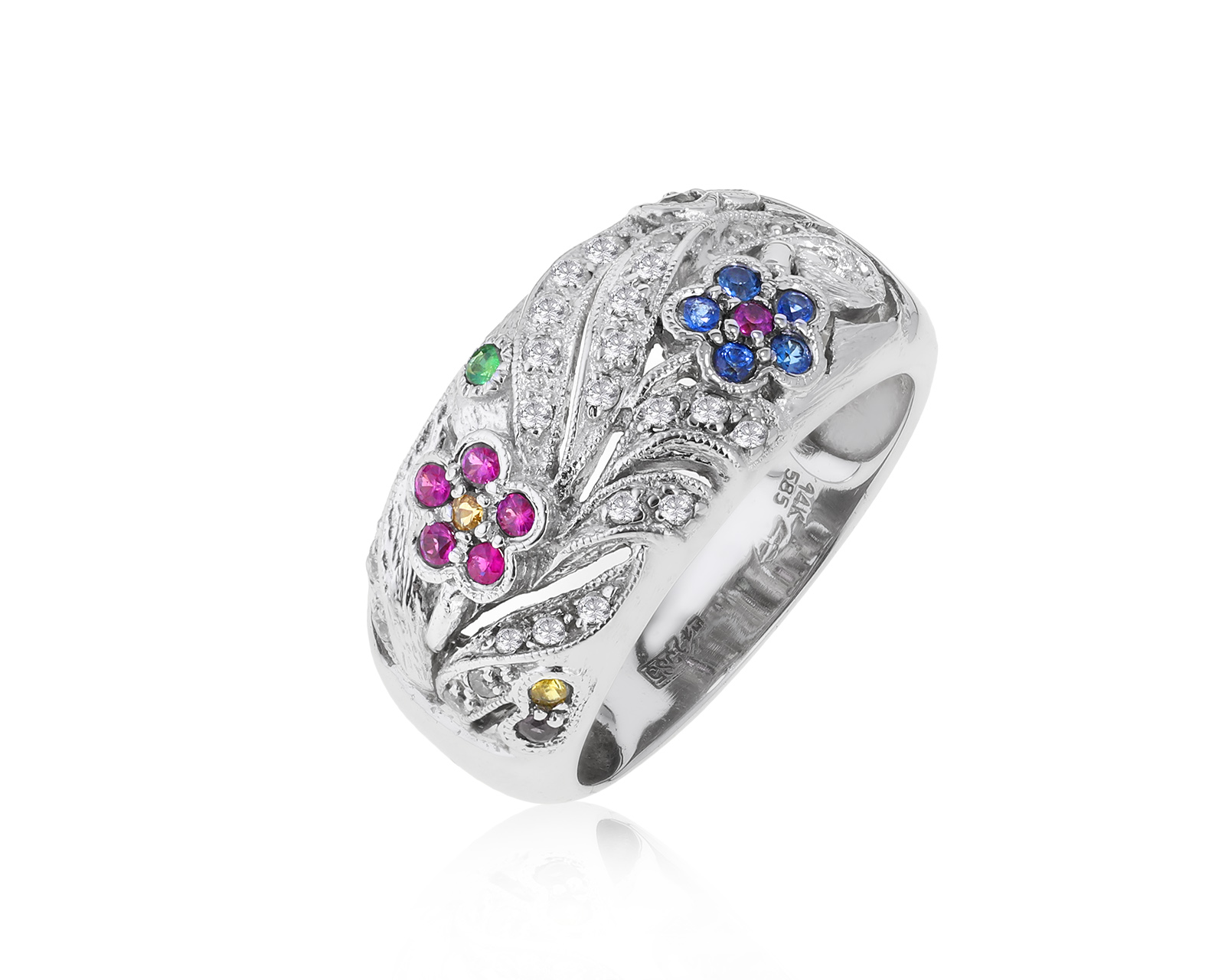 Красивое золотое кольцо с цветными камнями 0.33ct 240122/1