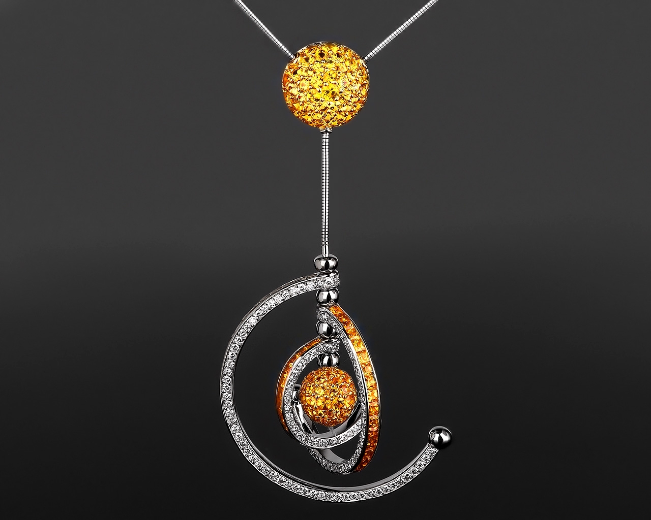 Золотой кулон с цитринами 12.07ct Prologue Orbit 251217/13