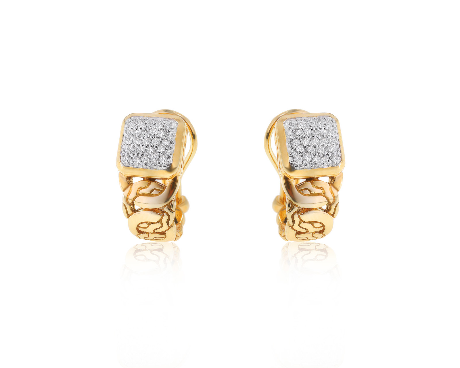 Оригинальные золотые серьги с бриллиантами 0.32ct John Hardy 030223/2 Оригинальные золотые серьги с бриллиантами 0.32ct John Hardy 030223/2