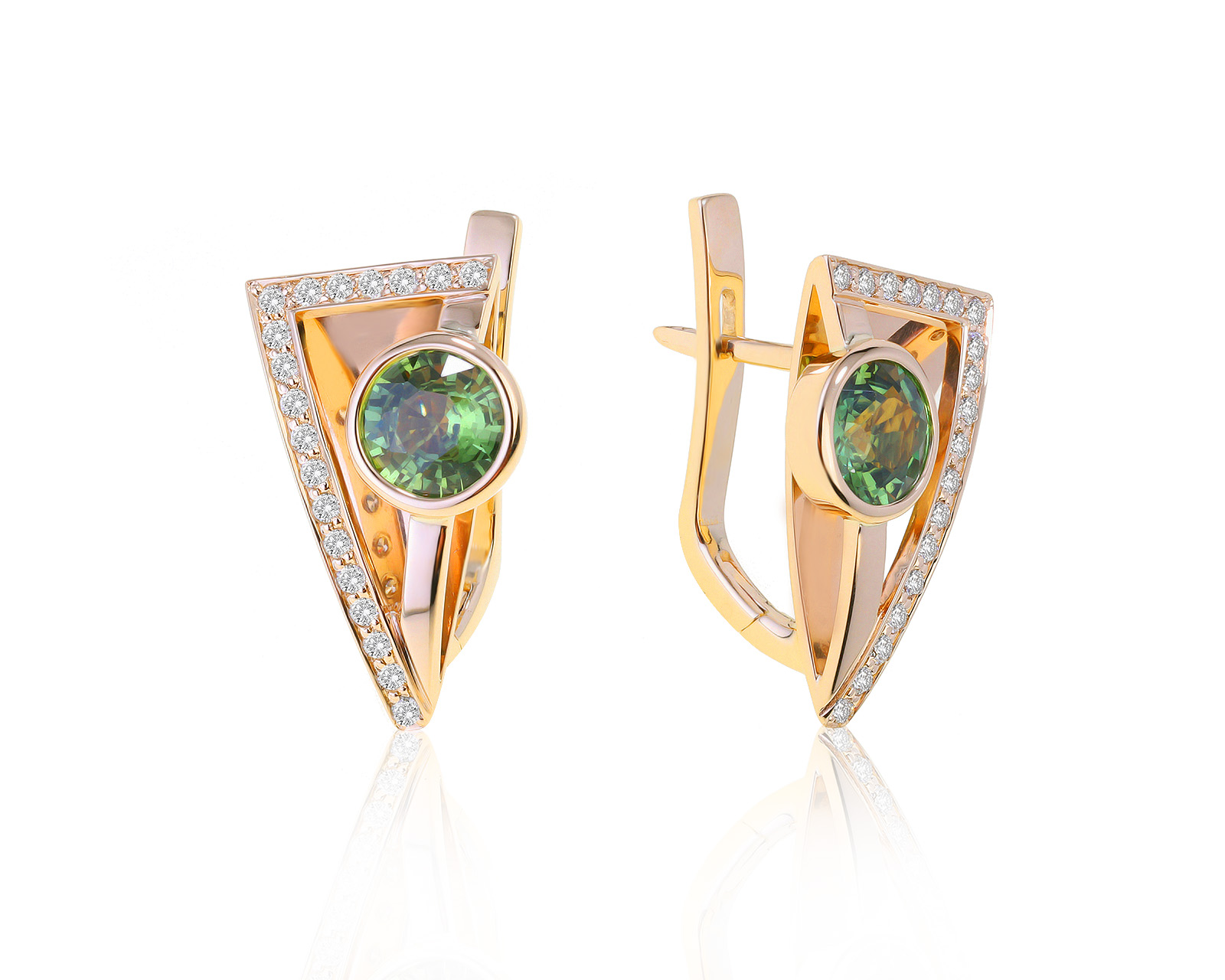 Красивые золотые серьги с сапфирами 2.25ct 270921/2