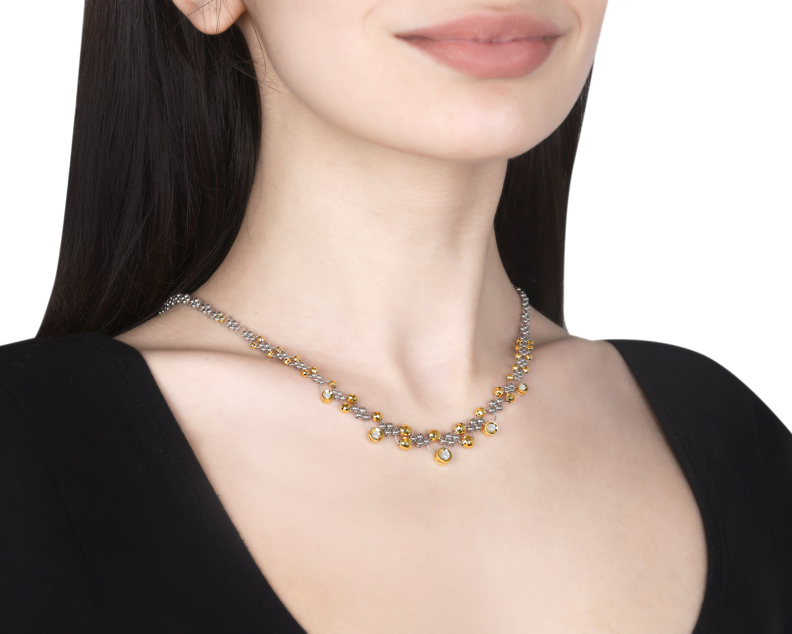 Прекрасное золотое колье с бриллиантами 0.31ct