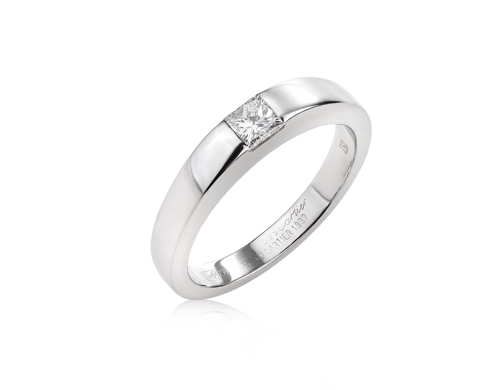 Оригинальное золотое кольцо с бриллиантом 0.25ct Cartier Tank 1997 310326/1